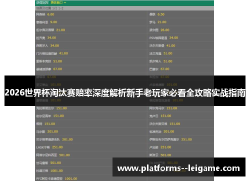 2026世界杯淘汰赛赔率深度解析新手老玩家必看全攻略实战指南 2026世界杯淘汰赛赔率深度解析新手老玩家必看全攻略实战指南